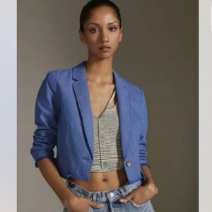 Anthropologie Cropped Frayed Hem Blazer